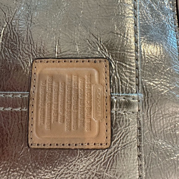 coach silver and tan leather cross body purse with tan soft strap - Picture 5 of 6